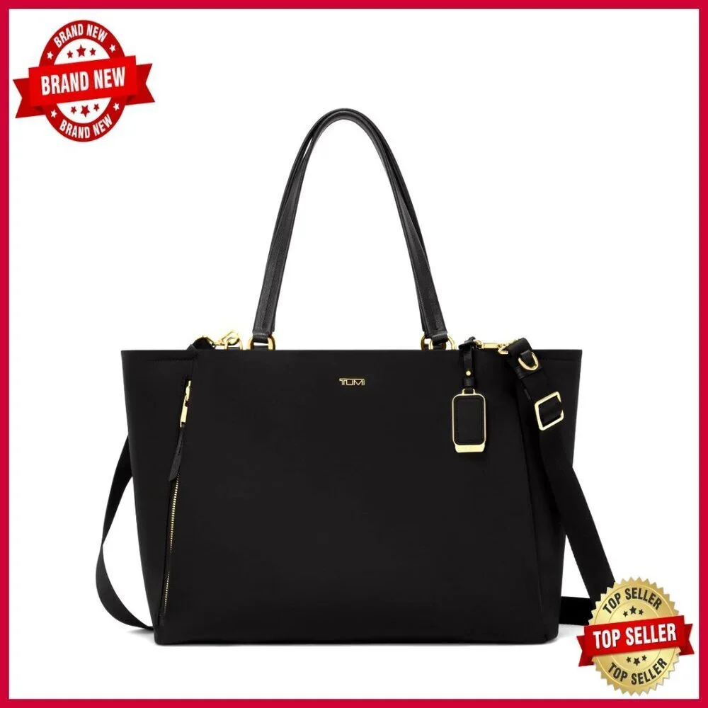 Large Nylon Tote Bag with Detachable Crossbody Strap, Water-Resistant